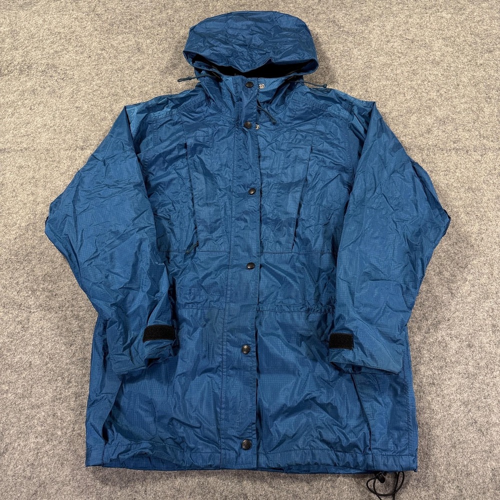 Vintage REI Jacket‎ Womens 10 Blue Gore-Tex Hooded Parka 90s Hiking Waterproof